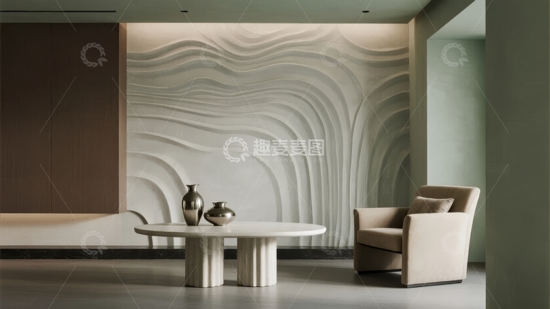 高清大图下载【趣麦麦图】现代简约风格客厅墙面装饰与家具布置