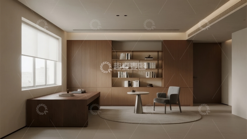 高清大图下载【趣麦麦图】现代简约风格书房内景设计