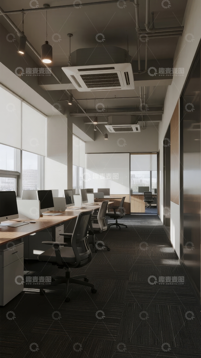 高清大图下载【趣麦麦图】现代开放式办公室内部设计展示