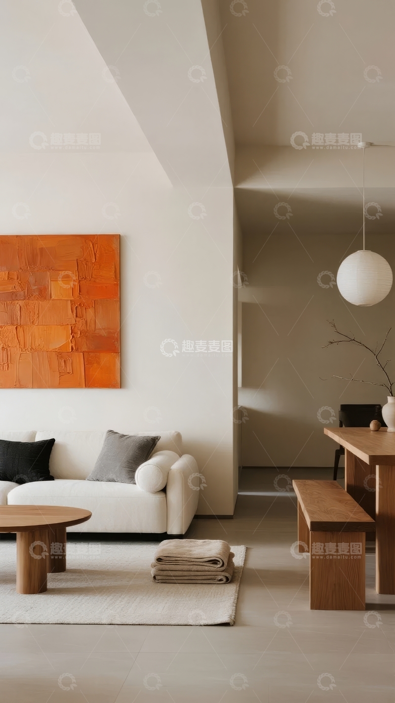 高清大图下载【趣麦麦图】现代简约风格客厅与餐厅空间