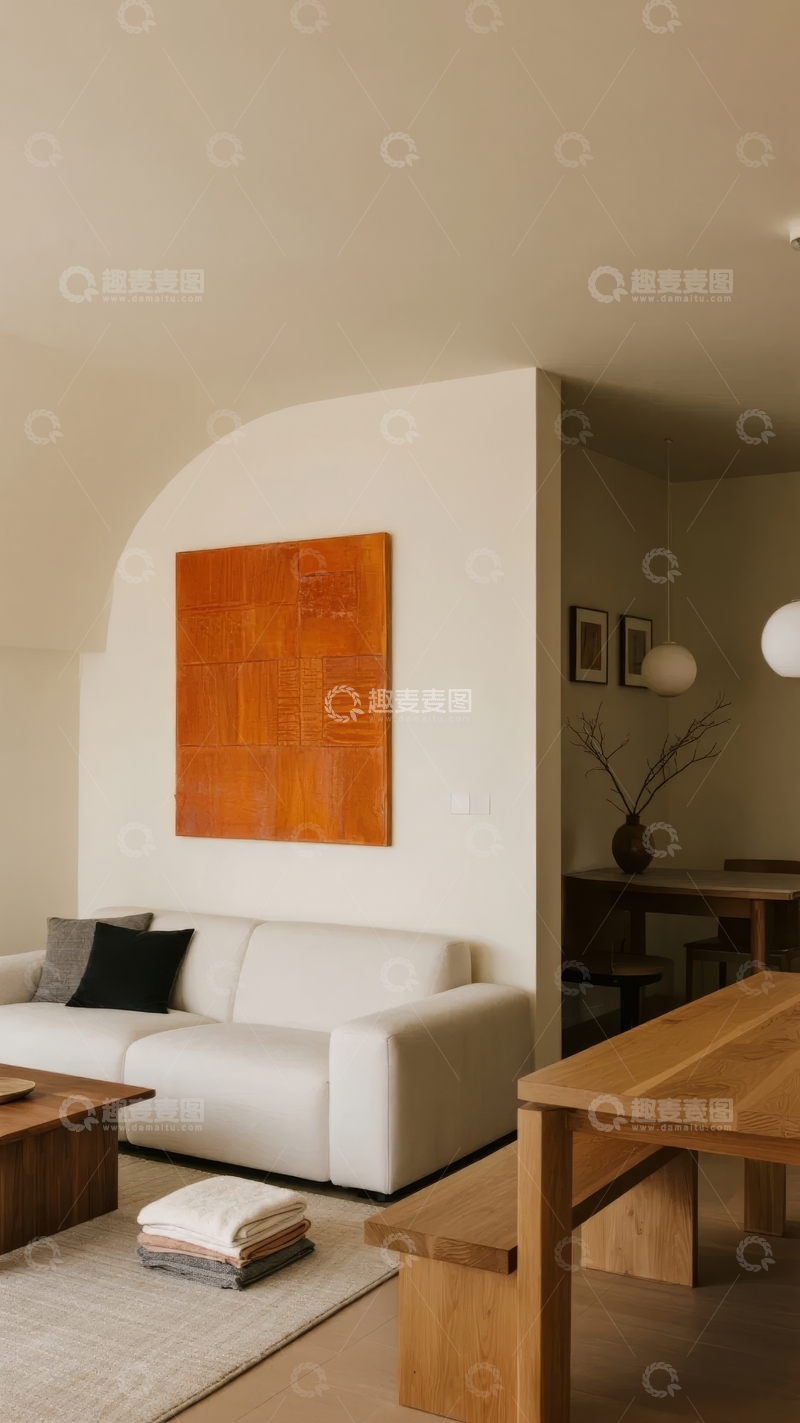 高清大图下载【趣麦麦图】现代简约风格客厅与餐厅空间