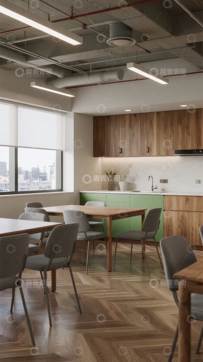 高清大图下载【趣麦麦图】现代开放式厨房与用餐区结合的室内设计
