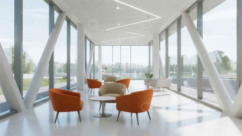 高清大图下载【趣麦麦图】现代简约风格的宽敞明亮室内休息区