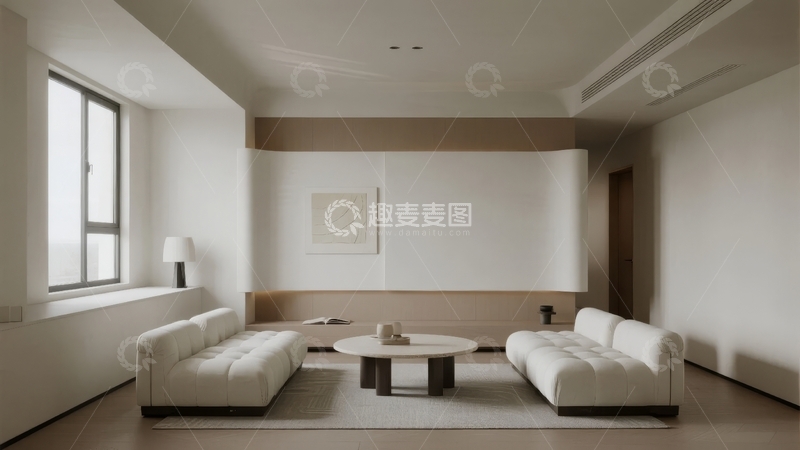 高清大图下载【趣麦麦图】现代简约风格客厅设计以白色为主色调