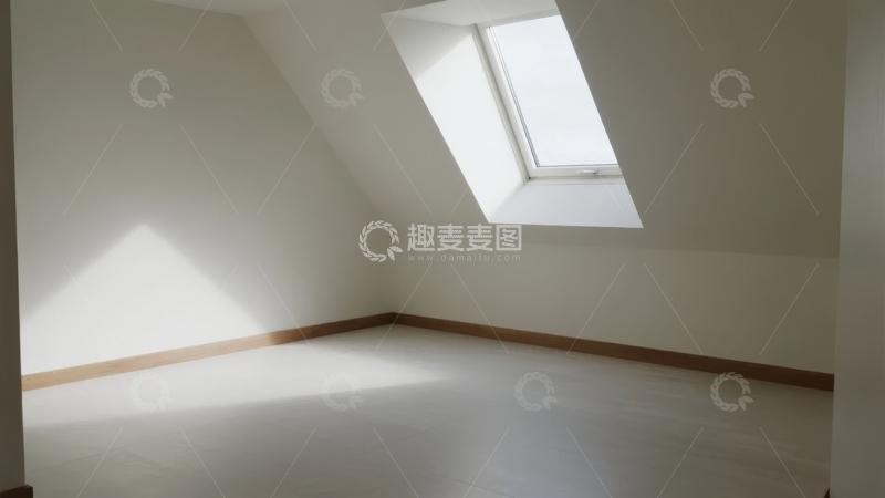 高清大图下载【趣麦麦图】空旷房间内阳光透过天窗照射地面