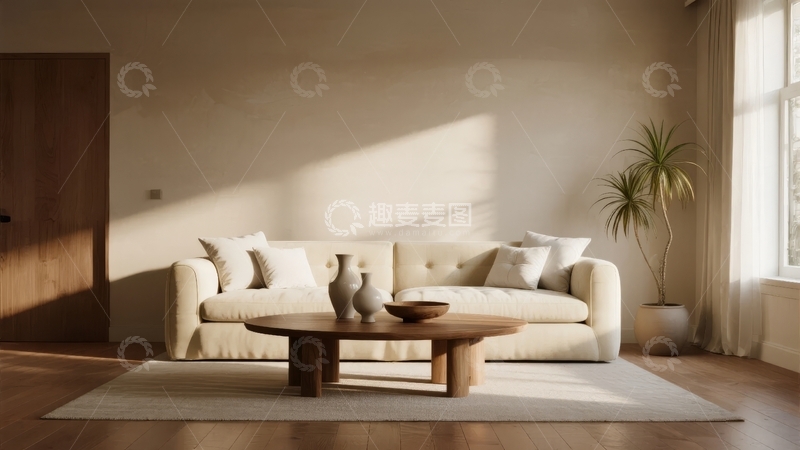 高清大图下载【趣麦麦图】现代简约风格客厅阳光洒落温馨舒适