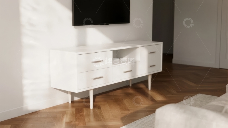 高清大图下载【趣麦麦图】现代简约风格客厅电视柜与木质地板