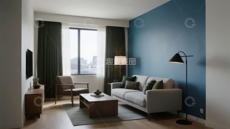 高清大图下载【趣麦麦图】现代简约风格客厅设计窗景城市景观