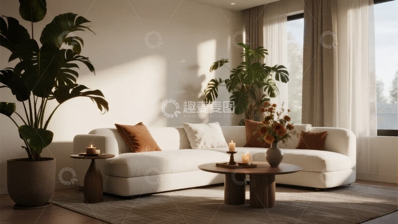 高清大图下载【趣麦麦图】现代简约风格客厅布置温馨舒适