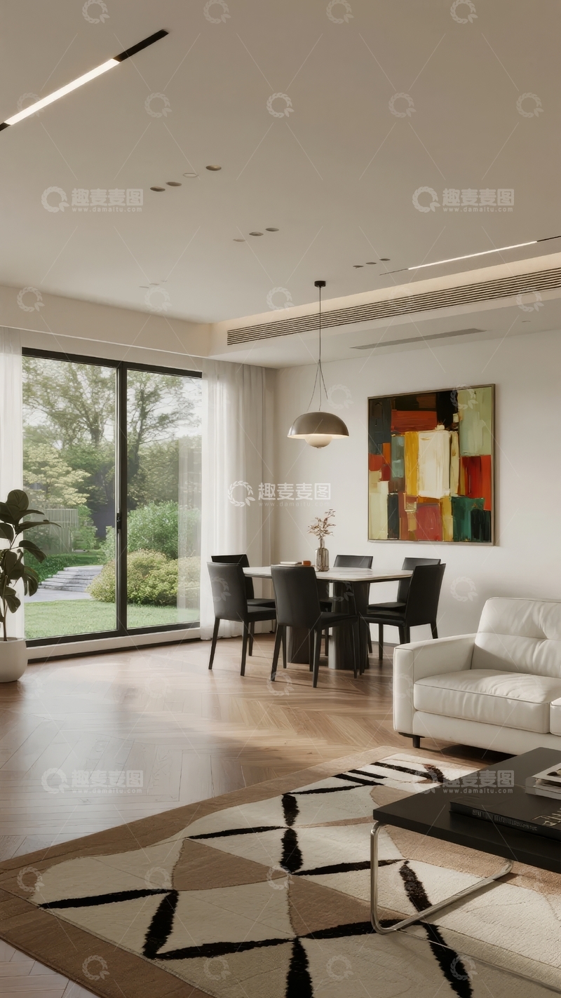 高清大图下载【趣麦麦图】现代简约风格客厅与餐厅空间设计