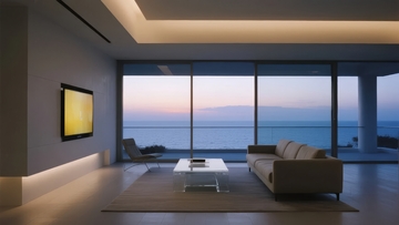 现代客厅室内设计拥有海景视野
