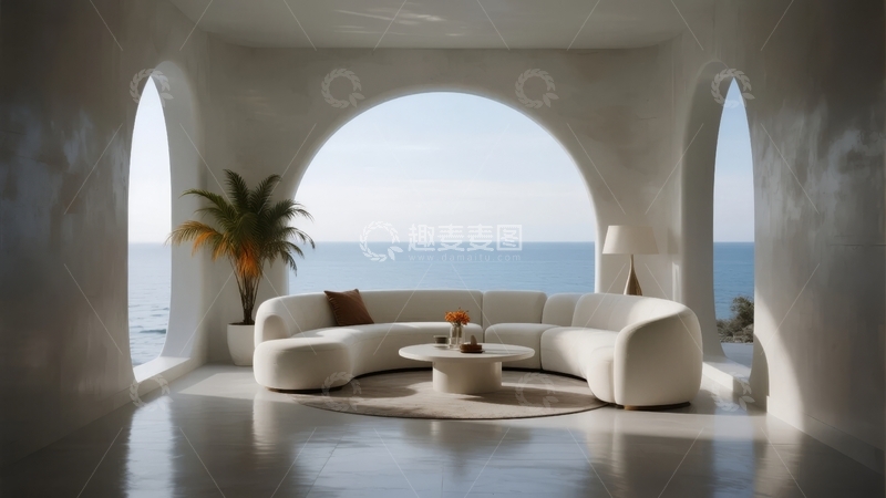 高清大图下载【趣麦麦图】现代简约风格客厅临海景观设计