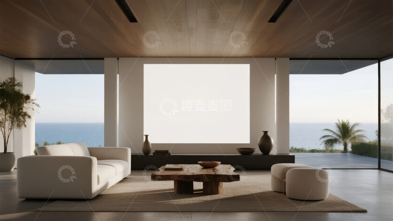 高清大图下载【趣麦麦图】现代简约客厅室内设计海景视野