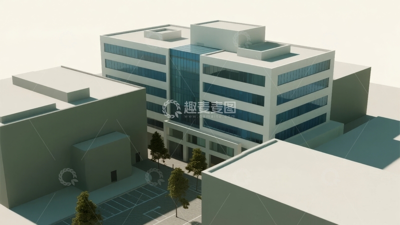 高清大图下载【趣麦麦图】现代多层办公楼建筑群鸟瞰图