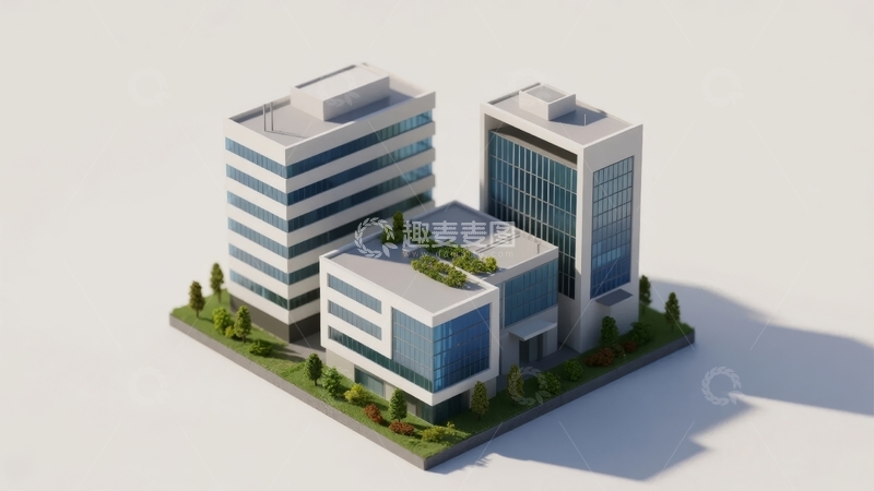 高清大图下载【趣麦麦图】现代风格的多层办公楼建筑群模型