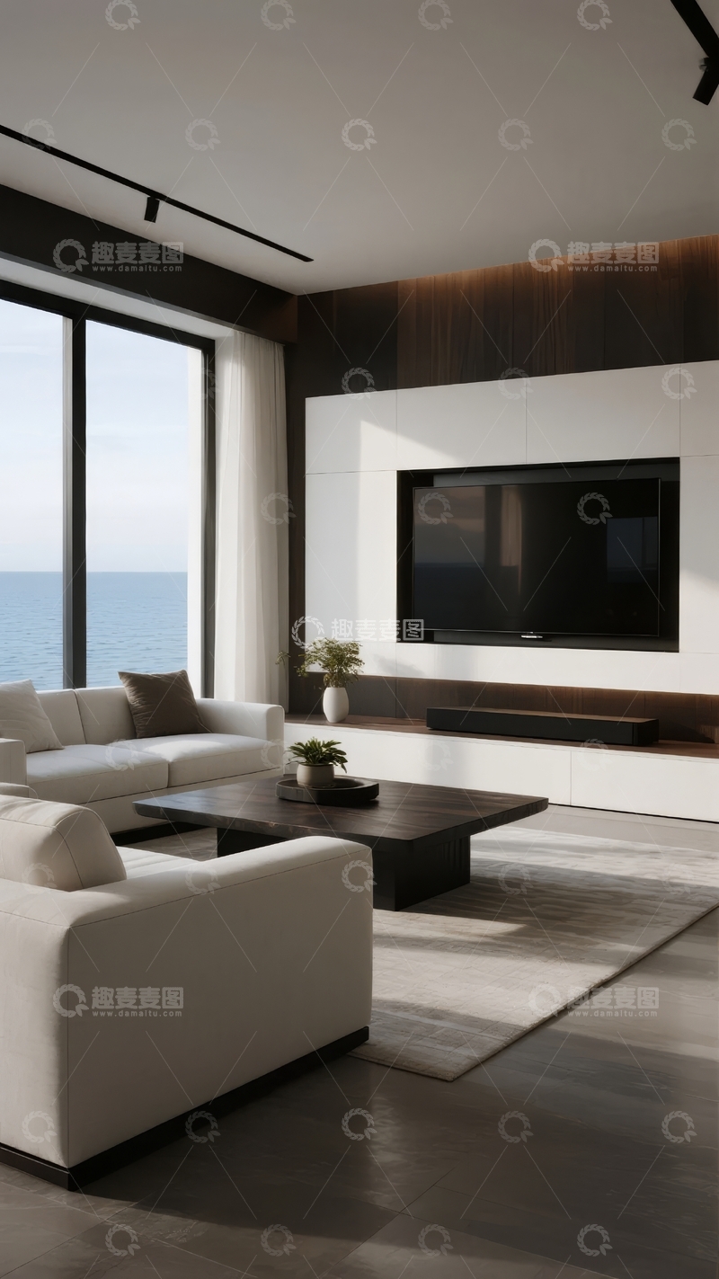 高清大图下载【趣麦麦图】现代客厅设计海景视野简约时尚