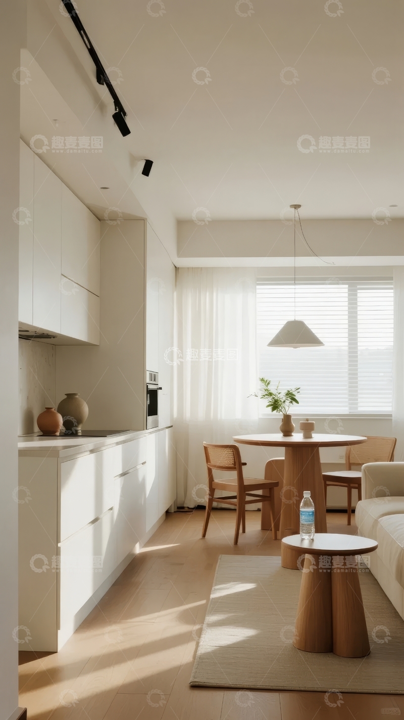高清大图下载【趣麦麦图】现代简约风格客厅与餐厅一体化设计