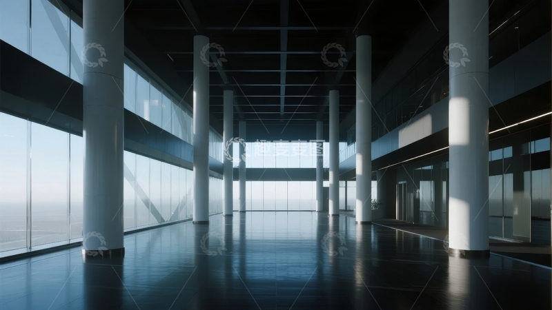 高清大图下载【趣麦麦图】现代建筑内部宽敞明亮的走廊空间