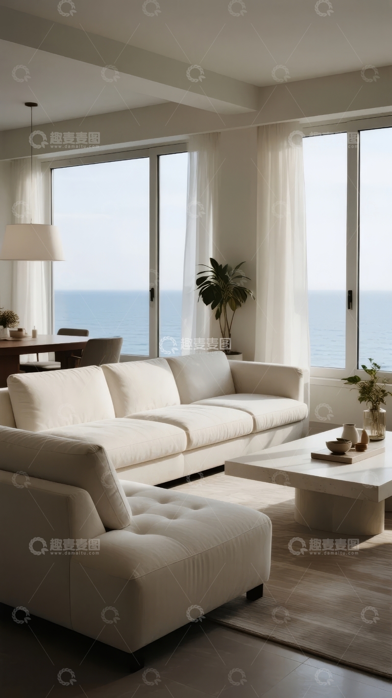 高清大图下载【趣麦麦图】现代简约客厅海景视角