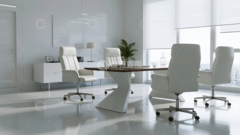 高清大图下载【趣麦麦图】现代简约风格的白色办公会议室