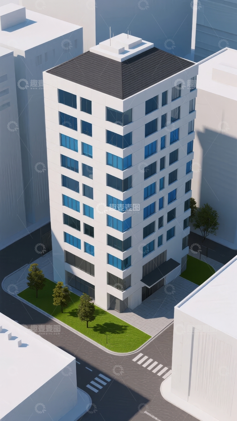 高清大图下载【趣麦麦图】现代高层建筑外观俯瞰图