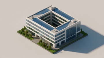 现代方形办公楼设计展示