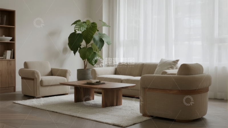 高清大图下载【趣麦麦图】现代简约风格客厅布置温馨舒适