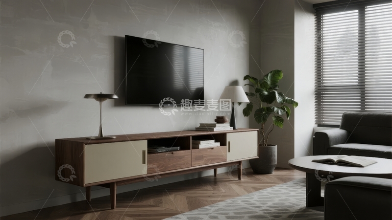 高清大图下载【趣麦麦图】现代简约客厅电视柜与沙发组合