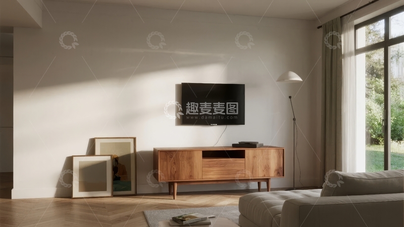 高清大图下载【趣麦麦图】现代简约客厅电视墙设计阳光洒落营造温馨氛围