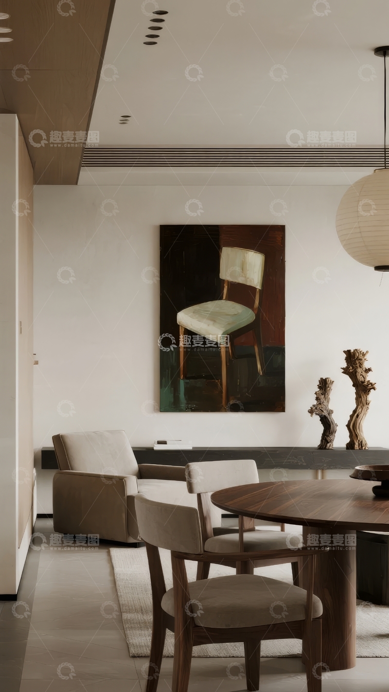 高清大图下载【趣麦麦图】现代简约风格餐厅墙面挂画与装饰品