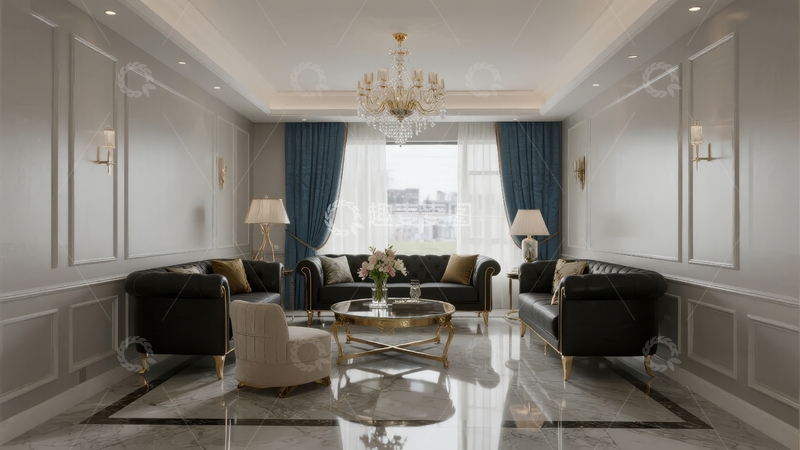 高清大图下载【趣麦麦图】豪华客厅设计典雅现代家具与精致装饰