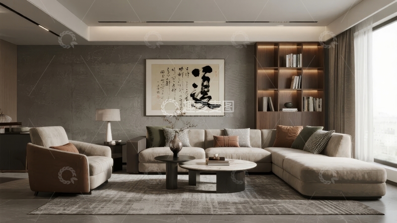 高清大图下载【趣麦麦图】现代简约风格客厅布置温馨舒适
