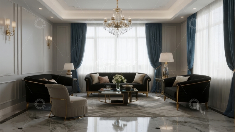 高清大图下载【趣麦麦图】豪华客厅布置典雅现代风格