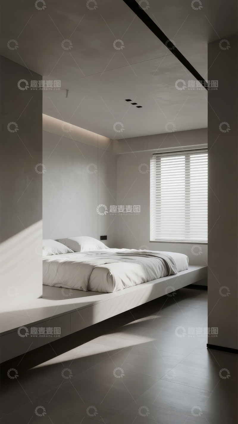 高清大图下载【趣麦麦图】现代简约风格卧室设计以白色为主色调