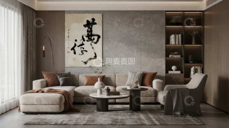 高清大图下载【趣麦麦图】现代简约风格客厅布置温馨舒适