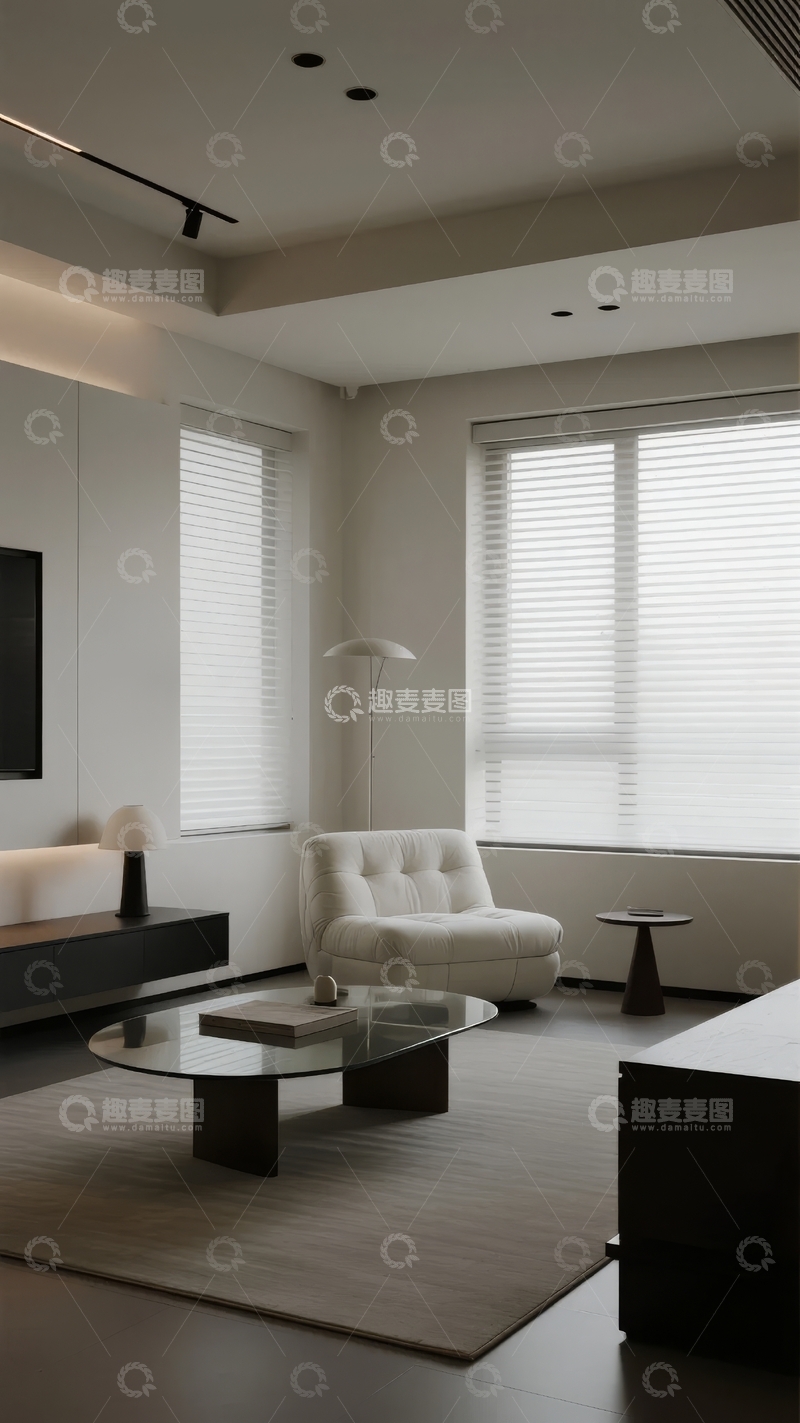 高清大图下载【趣麦麦图】现代简约风格客厅设计以白色为主色调