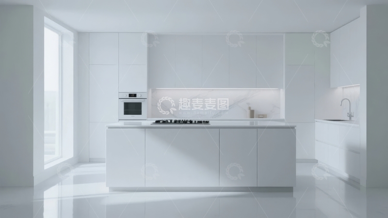 高清大图下载【趣麦麦图】现代简约风格白色厨房空间设计