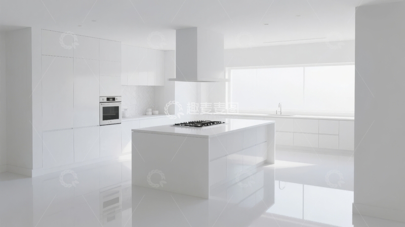 高清大图下载【趣麦麦图】现代极简风格白色厨房空间设计