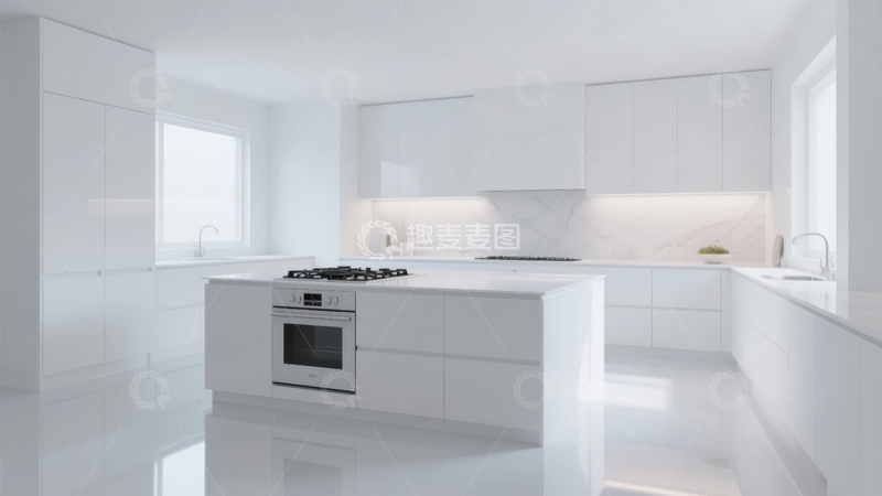高清大图下载【趣麦麦图】现代极简风格白色厨房空间设计