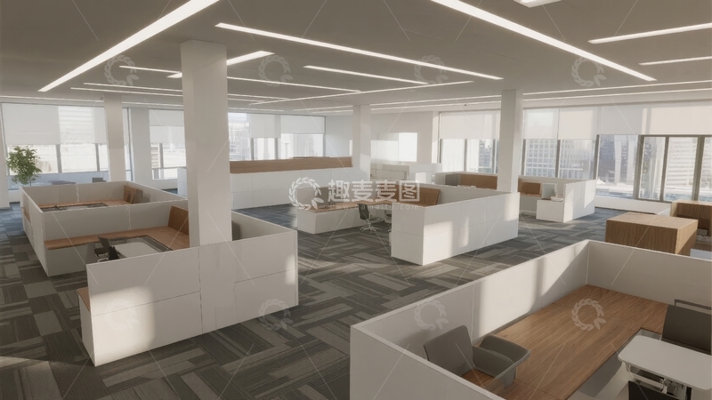 高清大图下载【趣麦麦图】现代开放式办公室内部设计展示