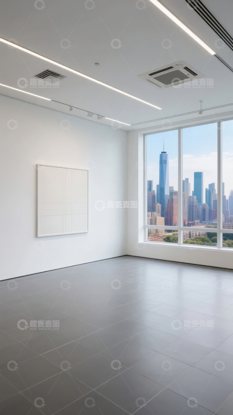 高清大图下载【趣麦麦图】现代室内空间展示城市景观与简洁设计