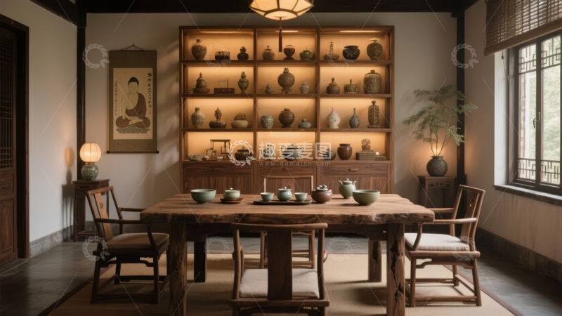 中式风格茶室陈设典雅古朴