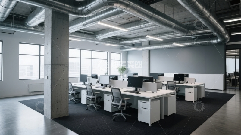 高清大图下载【趣麦麦图】现代开放式办公室内部设计宽敞明亮