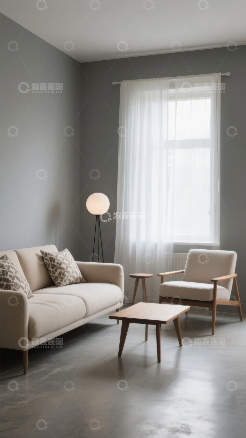 高清大图下载【趣麦麦图】简约现代风格客厅布置温馨舒适