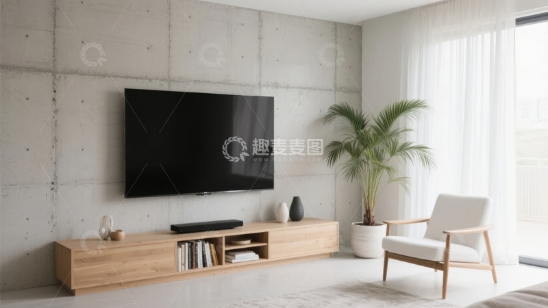 高清大图下载【趣麦麦图】现代简约客厅电视墙与舒适座椅布置
