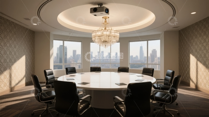 高清大图下载【趣麦麦图】豪华会议室俯瞰城市天际线