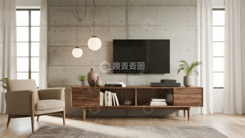 高清大图下载【趣麦麦图】现代简约风格客厅电视墙设计