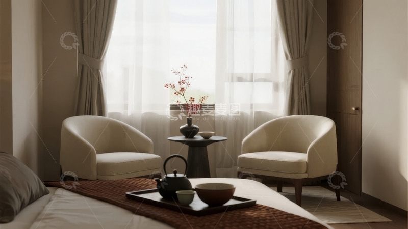高清大图下载【趣麦麦图】现代简约风格卧室角落布置温馨舒适