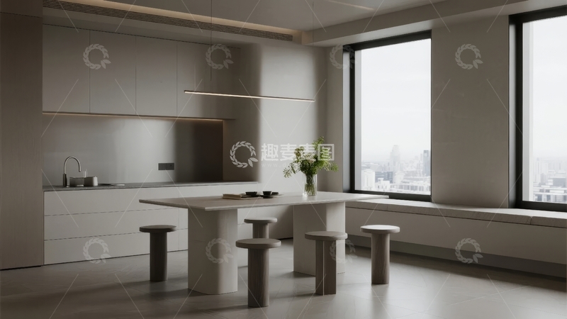 高清大图下载【趣麦麦图】现代简约风格厨房与用餐区设计