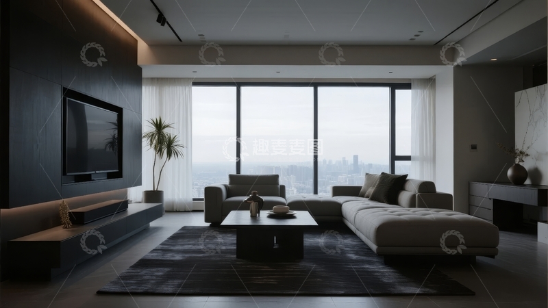 高清大图下载【趣麦麦图】现代简约风格客厅设计宽敞明亮